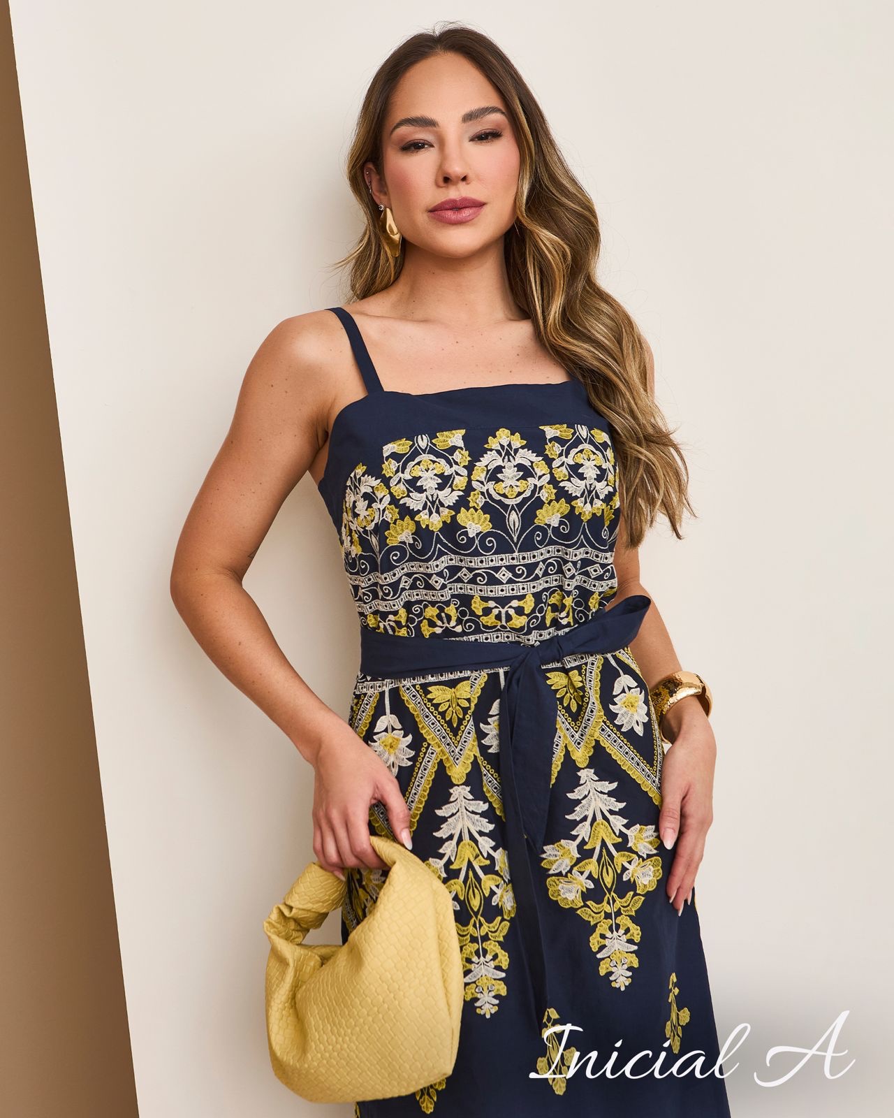 Vestido Laiza Azul Marinho Inicial A - Imagem 3