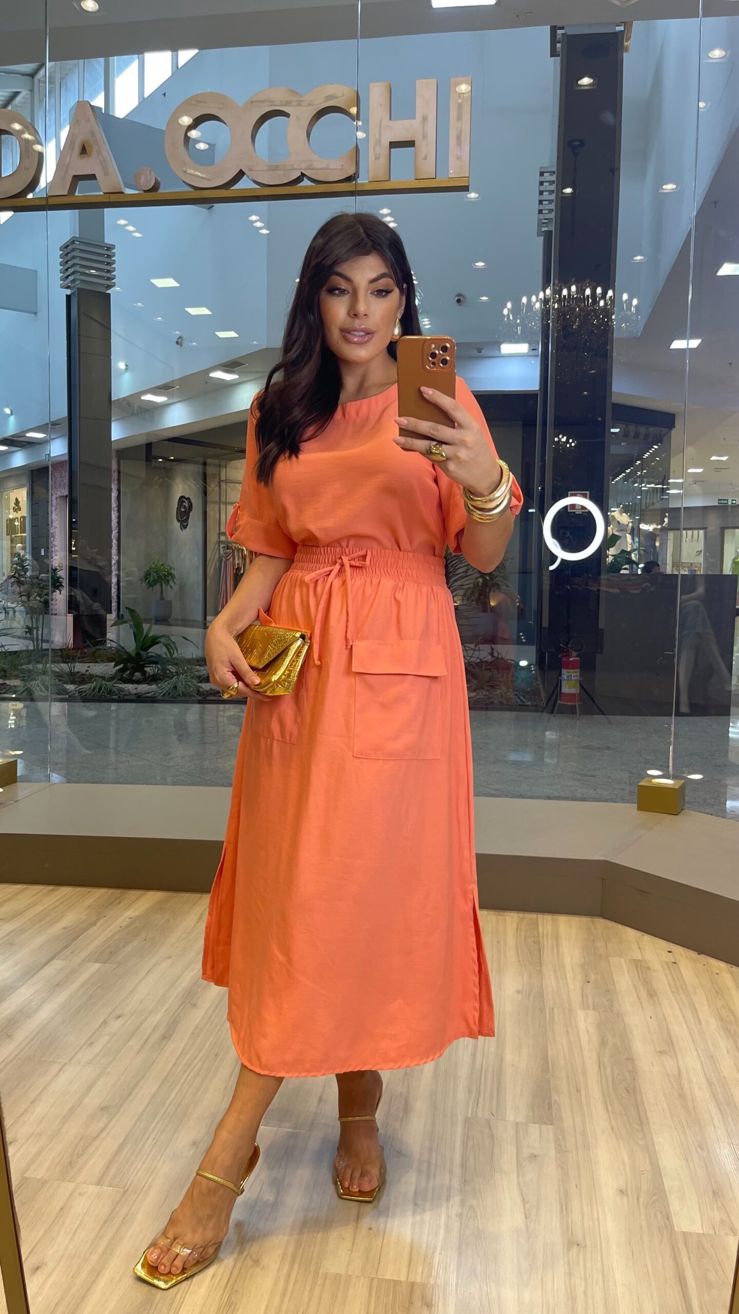 Conjunto Blusa e Saia Coral Magda Occhi - Imagem 2