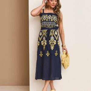 Vestido Laiza Azul Marinho Inicial A