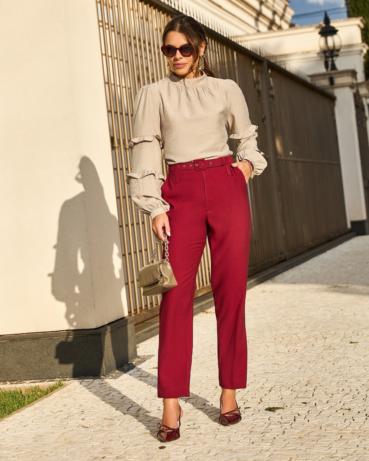 Calça Natalia Bordô Inicial A