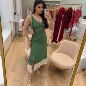Vestido Amanda Midi Verde Inicial A