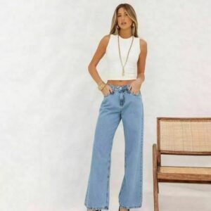 Calça Wide Leg Reta Jeans 10842 Dicollani