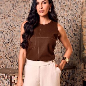 Blusa Lorena Marrom  Inicial A